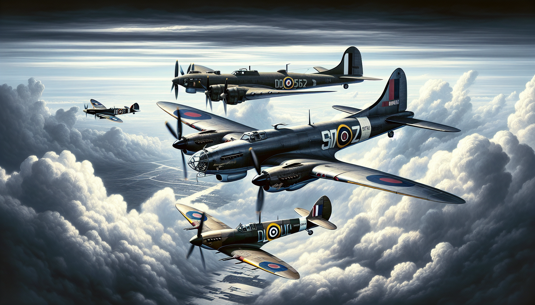 Illustration of iconic WWII aircraft in art