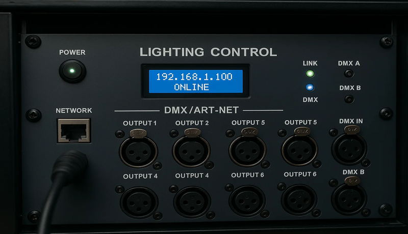 DMX lighting controller used for dynamic facade programming