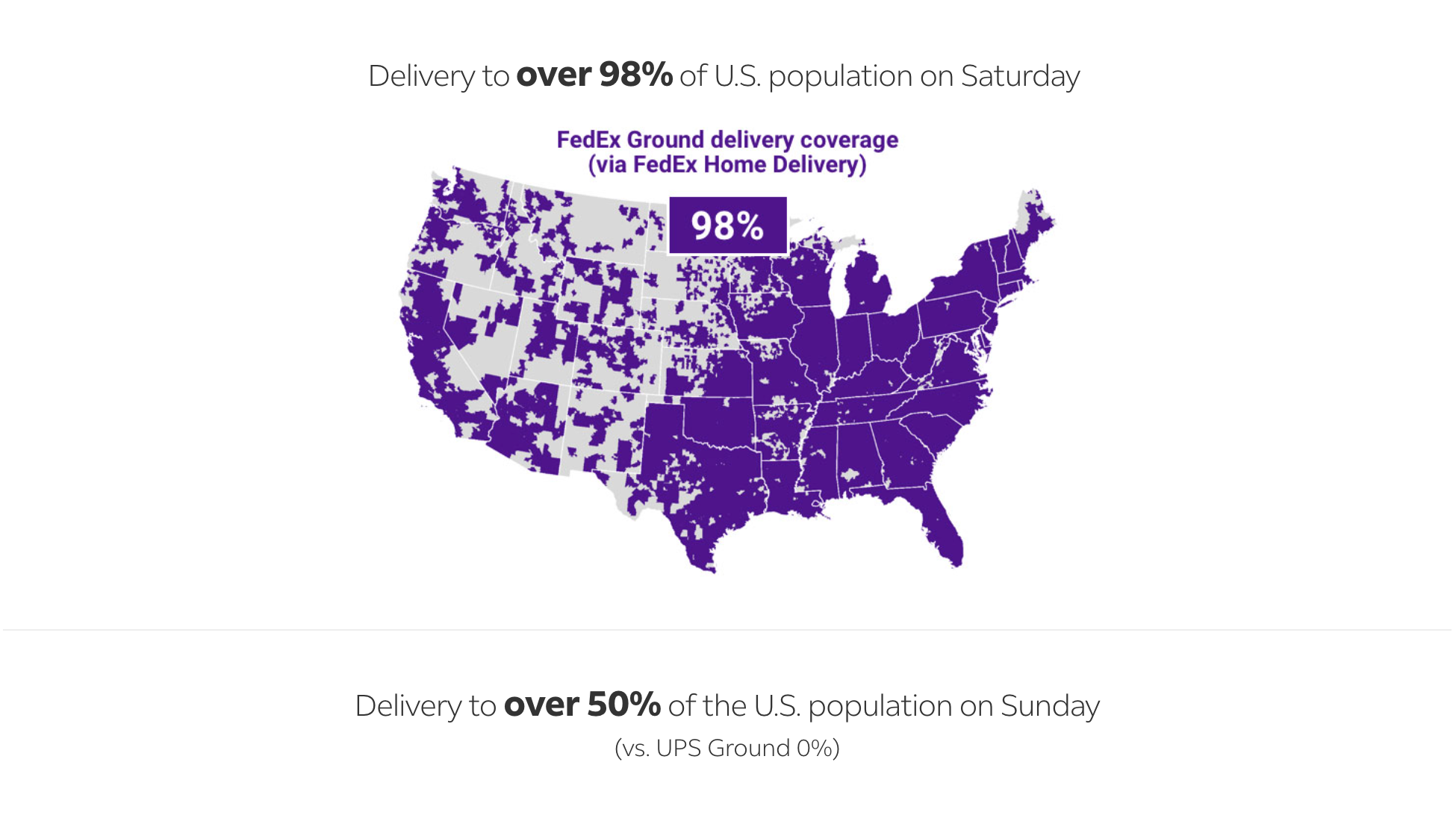 Screenshot of a coverage map from FedEx.com