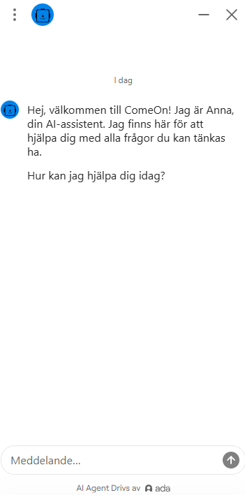 ComeOns kundtjänst med AI-assistenten Anna i livechatten.