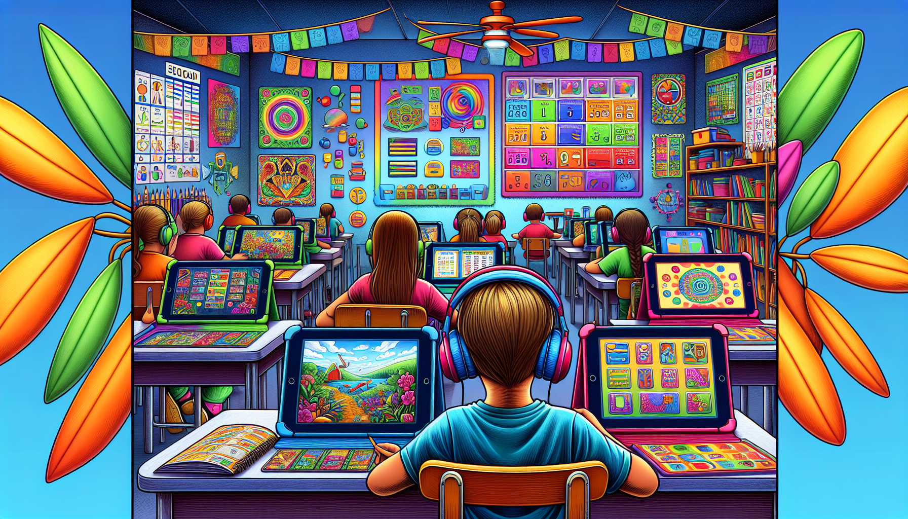 An illustration showing various assistive technology tools that support students with ADHD.