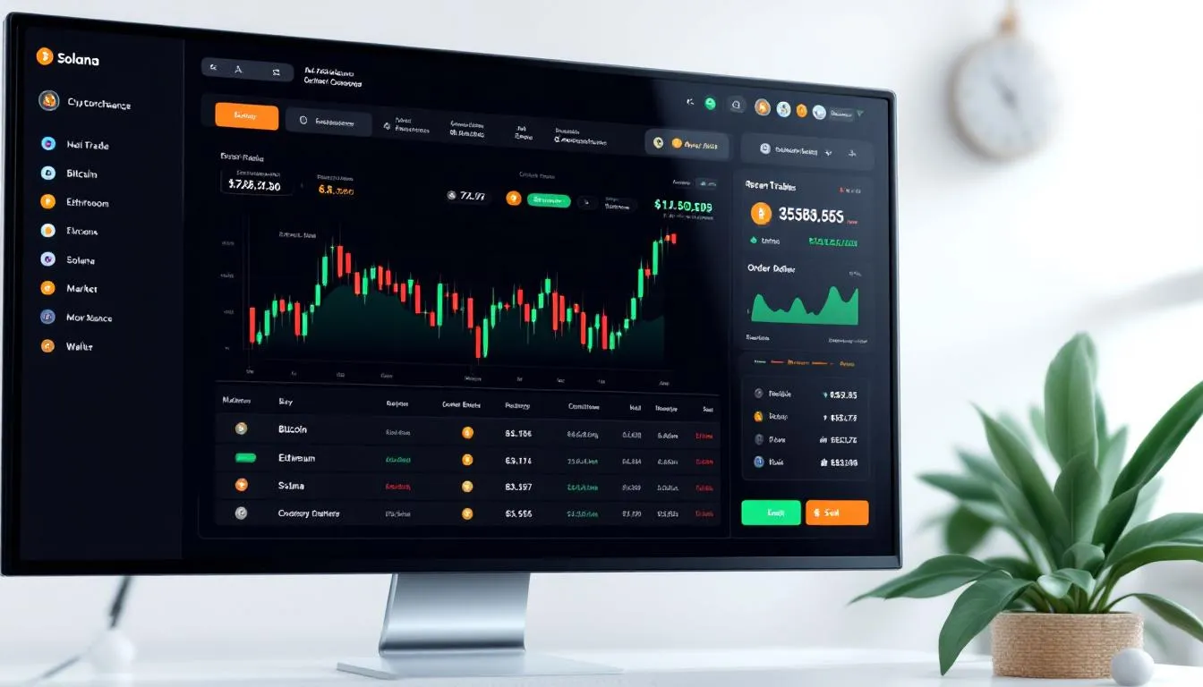 The image depicts a cryptocurrency exchange interface showcasing a trading dashboard, where users can view their portfolio, track digital assets, and manage trading tasks. This platform highlights features such as trading rewards and fee rebates, making it an attractive option for active traders looking for crypto Black Friday deals.