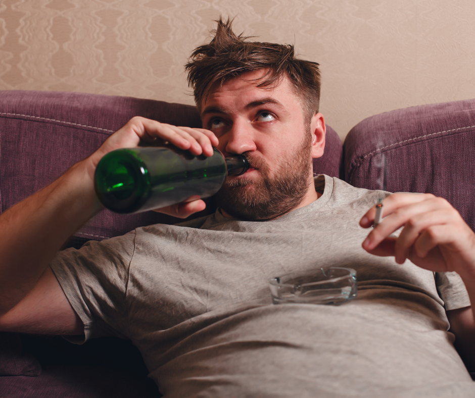                                             A person drinking alcohol and experiencing extreme fatigue