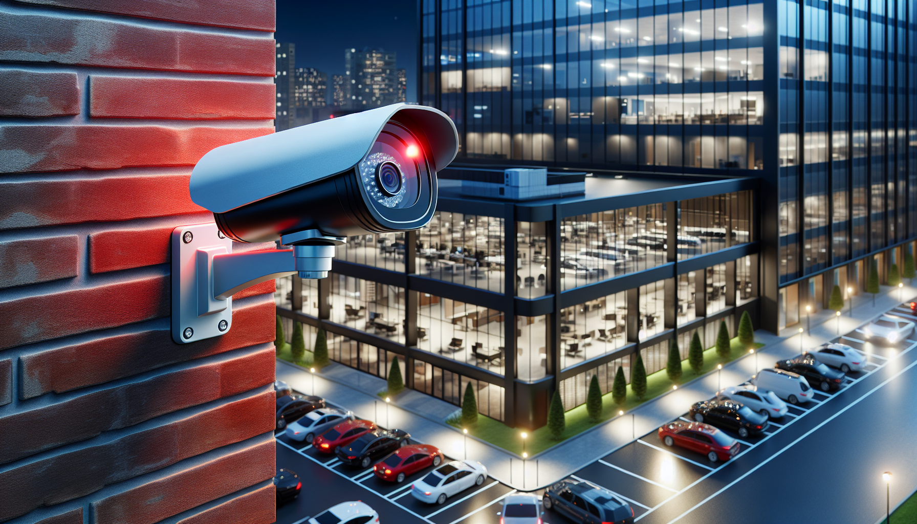 Security camera overlooking a business property