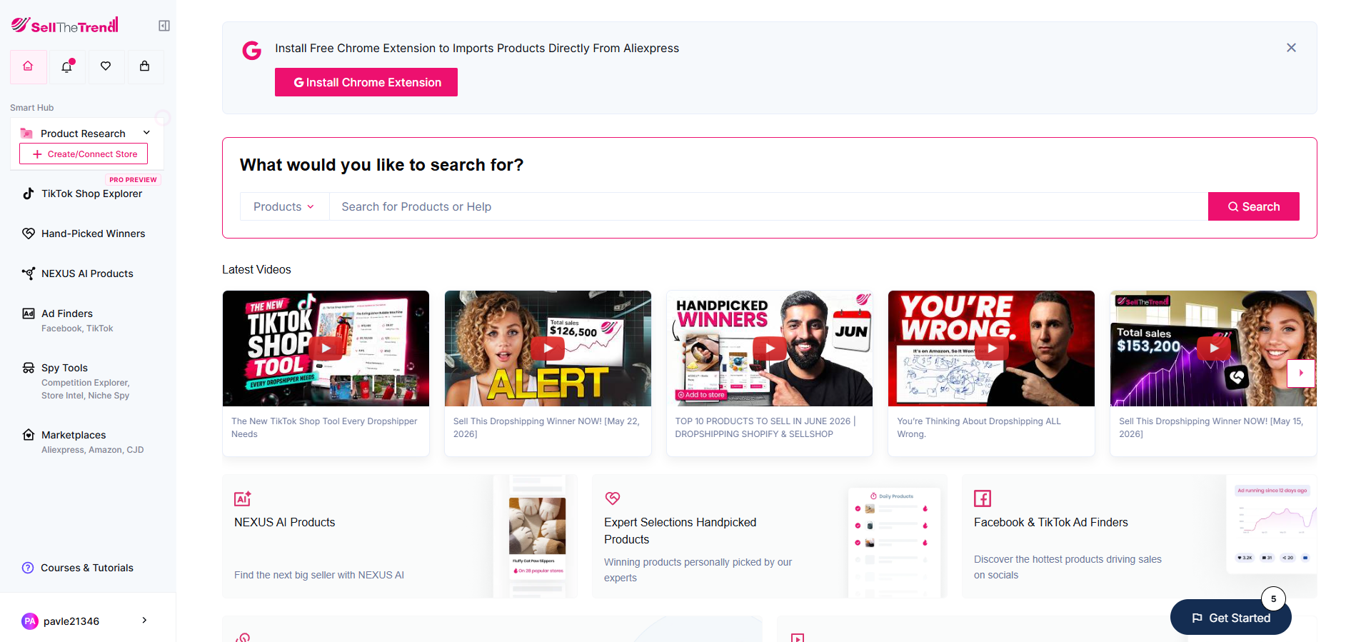 sell the trend dashboard for your dropshipping business