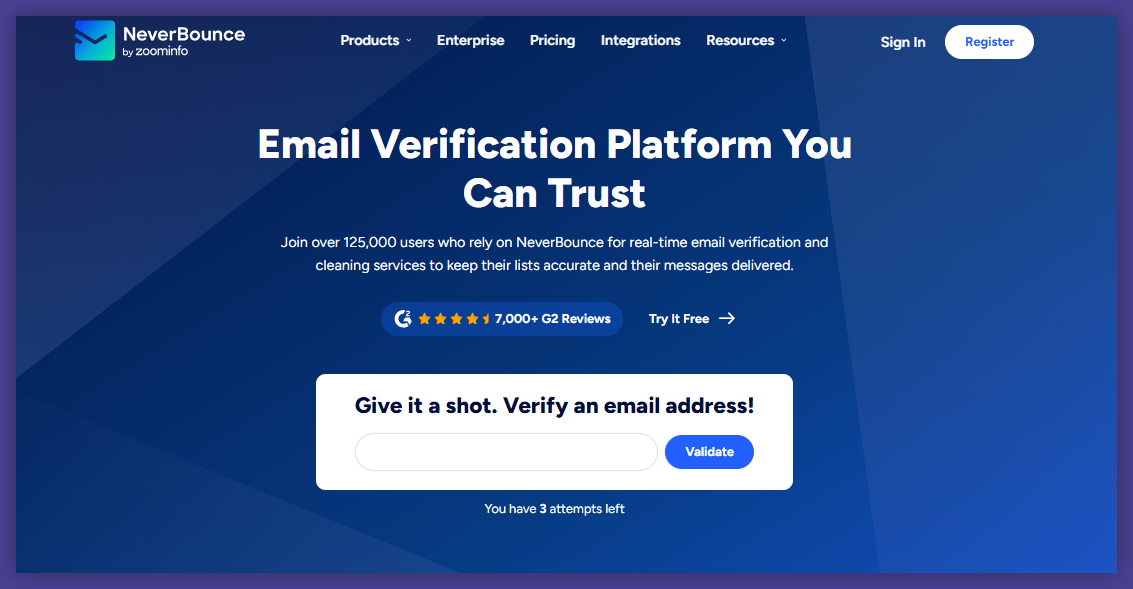 NeverBounce homepage