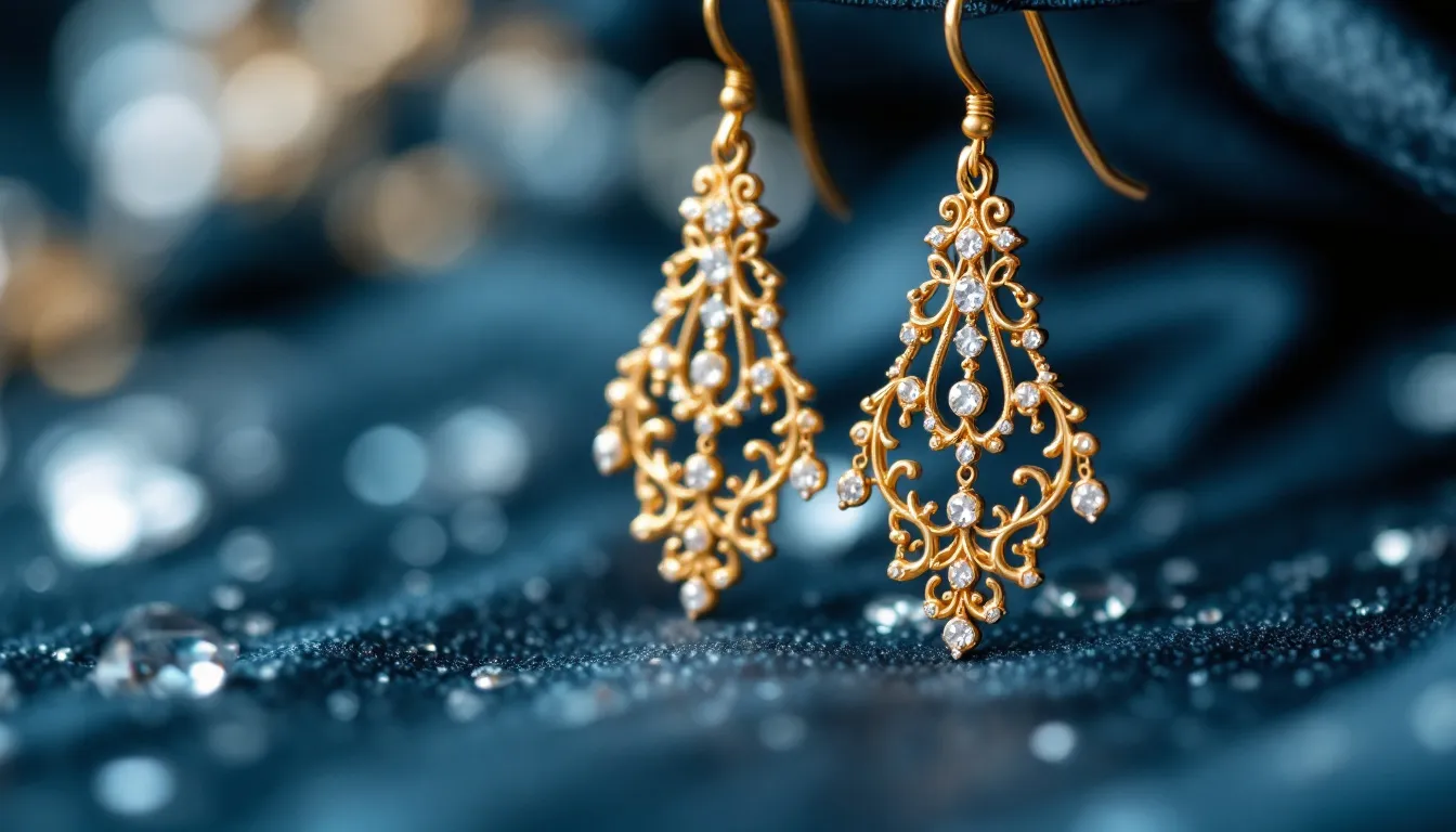 The image features a stunning pair of gold-plated dangle earrings adorned with freshwater pearls, showcasing a glamorous and elegant style perfect for any occasion. The earrings elegantly drop from a sleek gold hoop, adding a touch of sophistication to the overall jewellery collection.