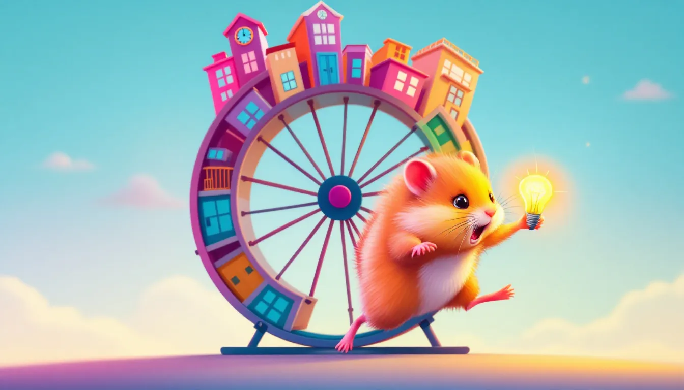 An illustration depicting the feeling of being stuck in the daily grind, resembling a hamster wheel.