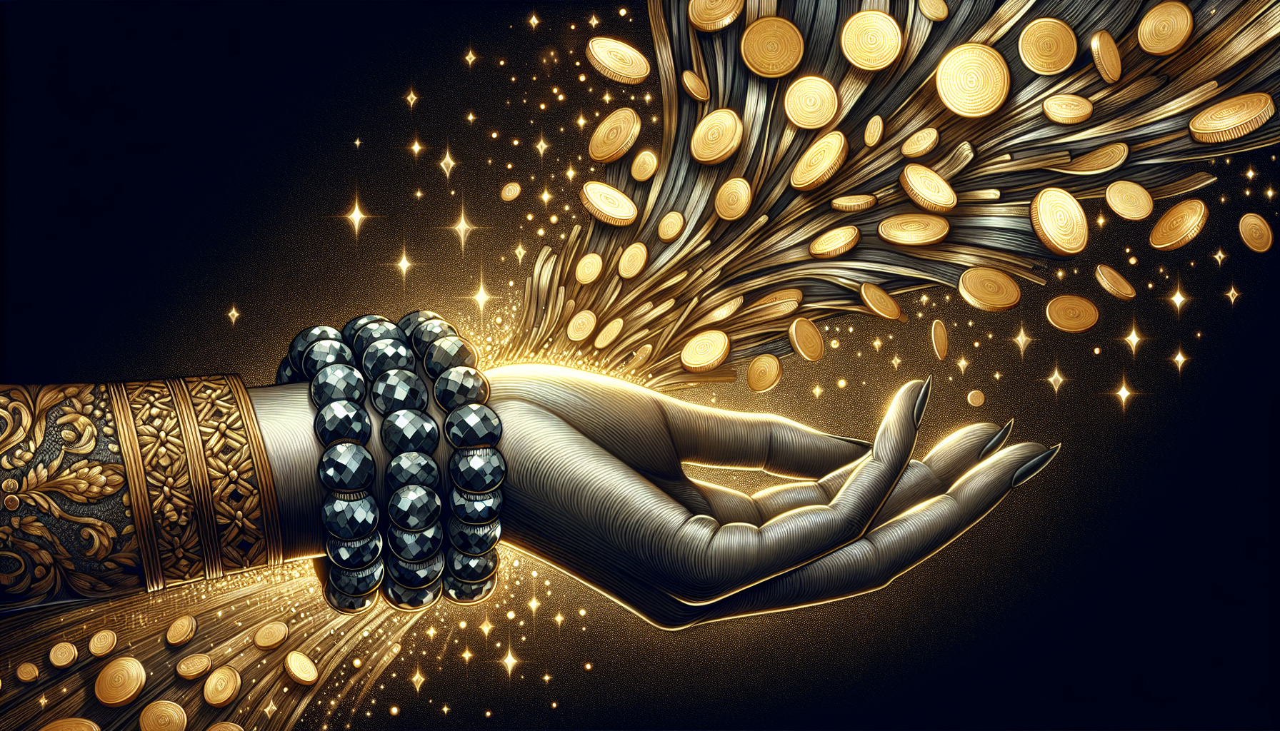 Illustration of attracting financial abundance with pyrite bracelet