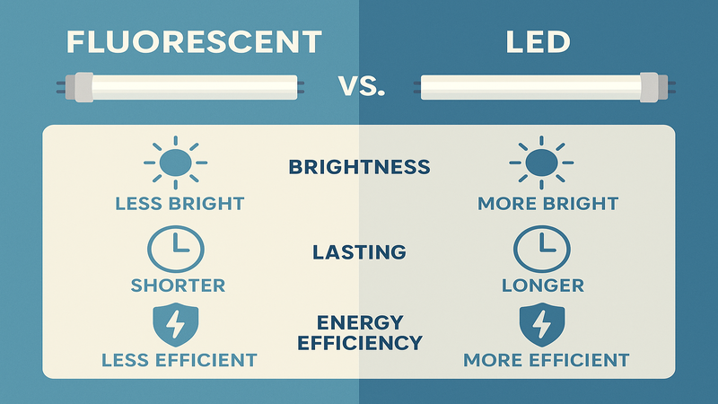 Comparison of fluorscent vs LEDs lights
