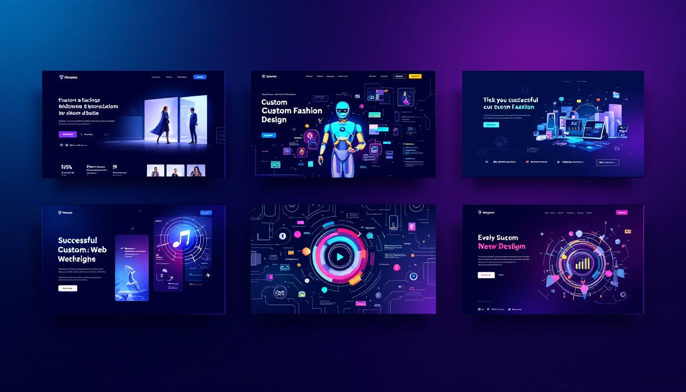 Screenshots of successful custom web designs from various businesses.