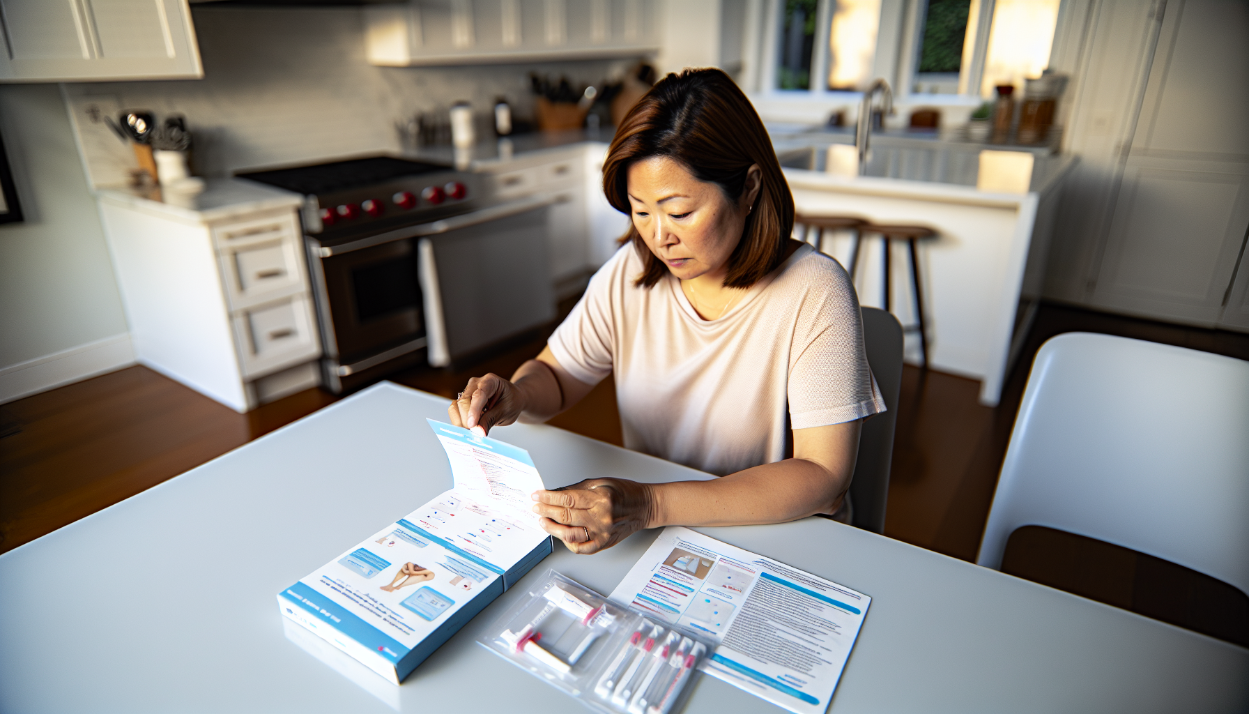 Photo of a person following instructions for at-home colon cancer test
