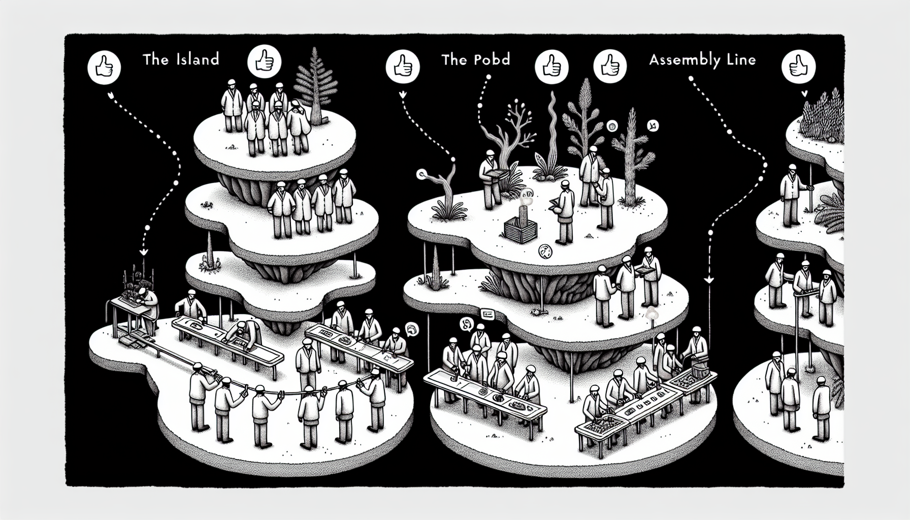 Illustration of different sales team structures