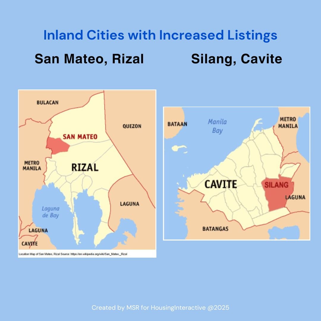 Inland Cities with Increased Listings