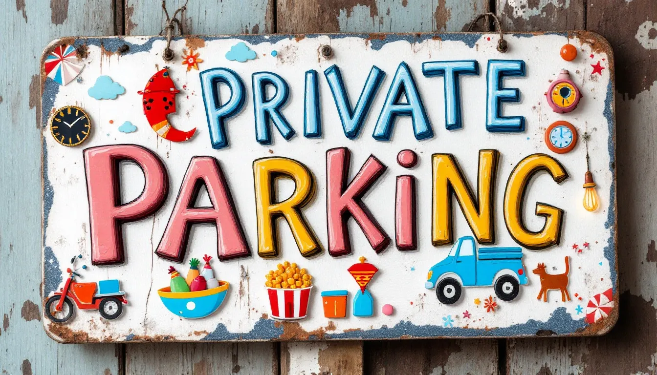 Verschiedene Materialien für Privatparkplatzschilder, einschließlich Aluminium und Kunststoff.