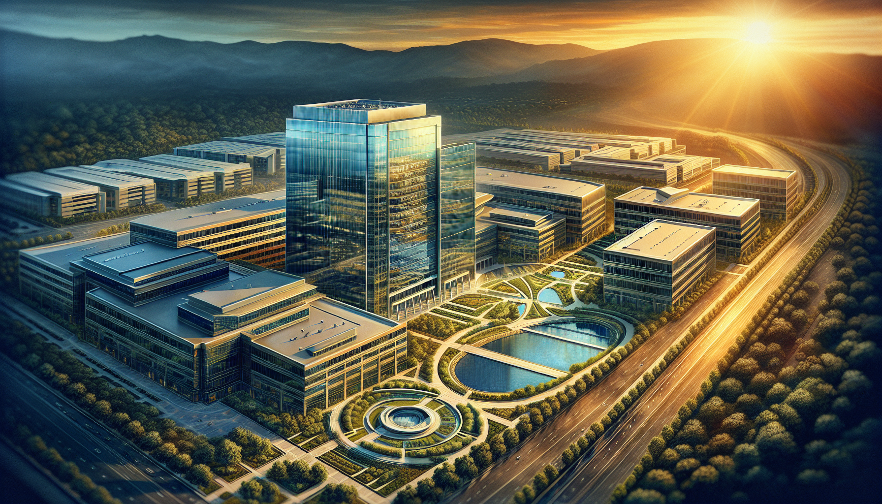 Illustration of Cypress Semiconductor headquarters in San Jose, CA