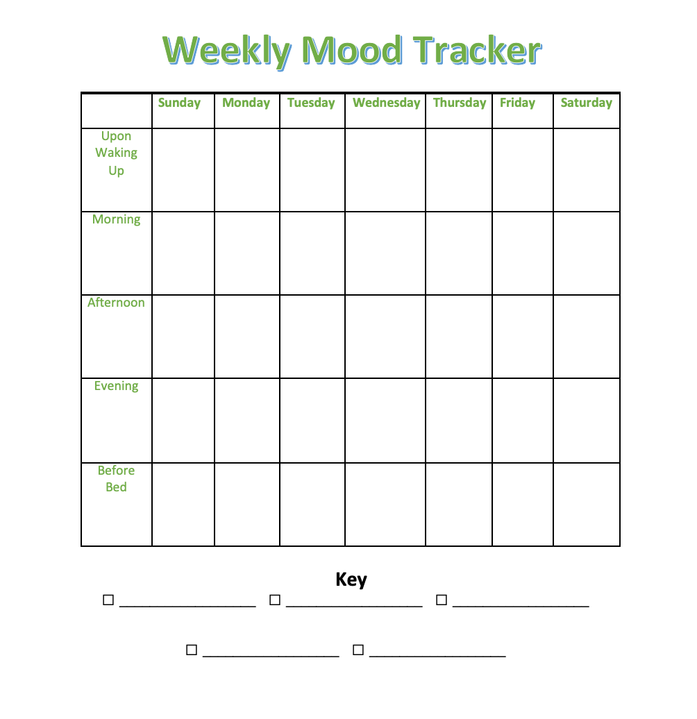Week printable mood tracker 