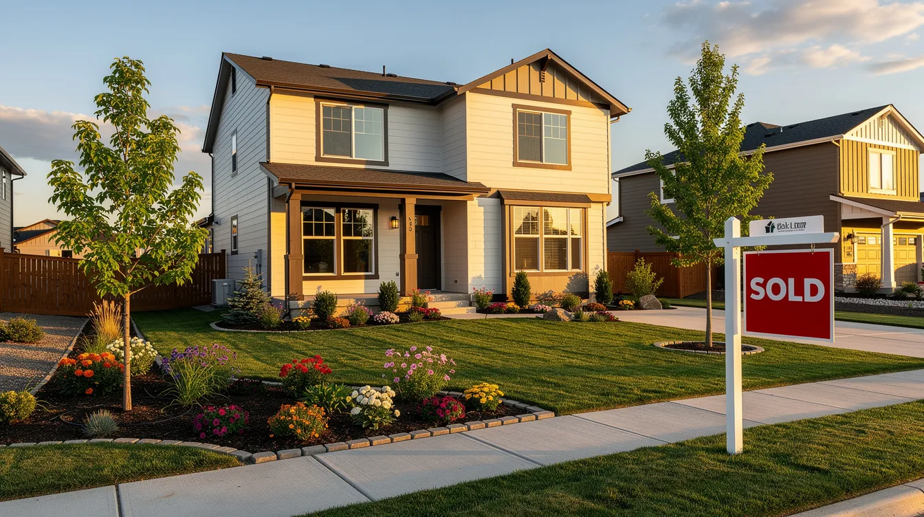 The image depicts a beautifully renovated two-story residential property, showcasing fresh landscaping and a prominent "sold" sign in the yard, indicating a successful real estate transaction. This property exemplifies the potential of real estate investments, often financed through hard money loans for quick renovations and resale by house flippers.