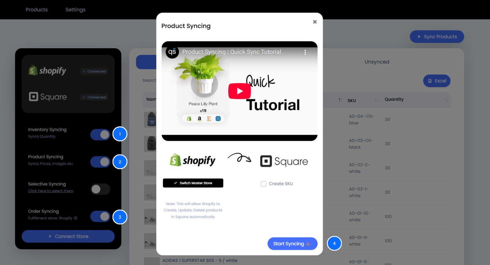 Select What to Sync & Start Syncing