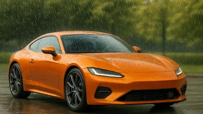 PPF wrap protecting car from harsh situation of rainy weather