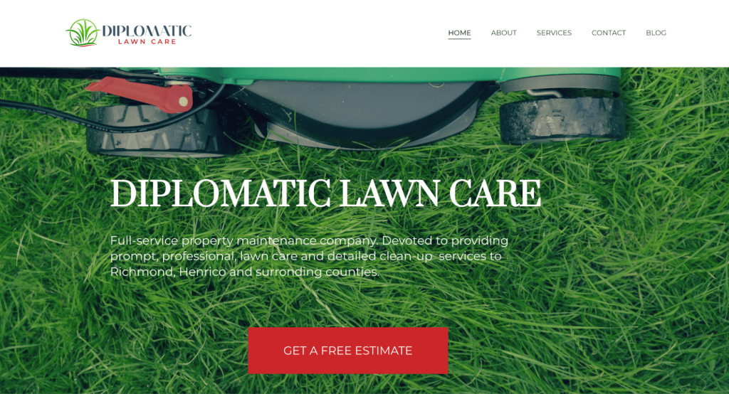 Página de Diplomatic Lawn Care