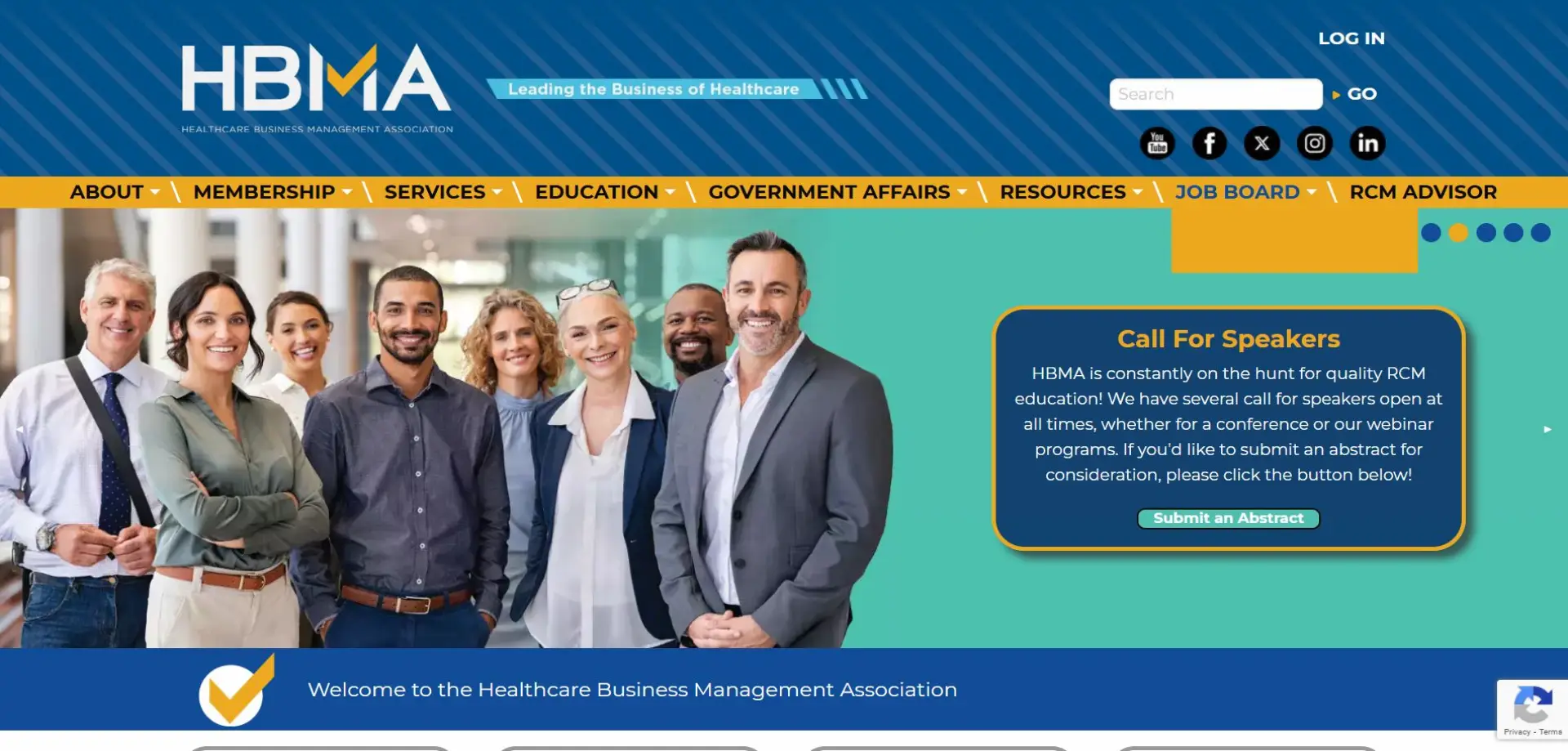 Homepage of HBMA website