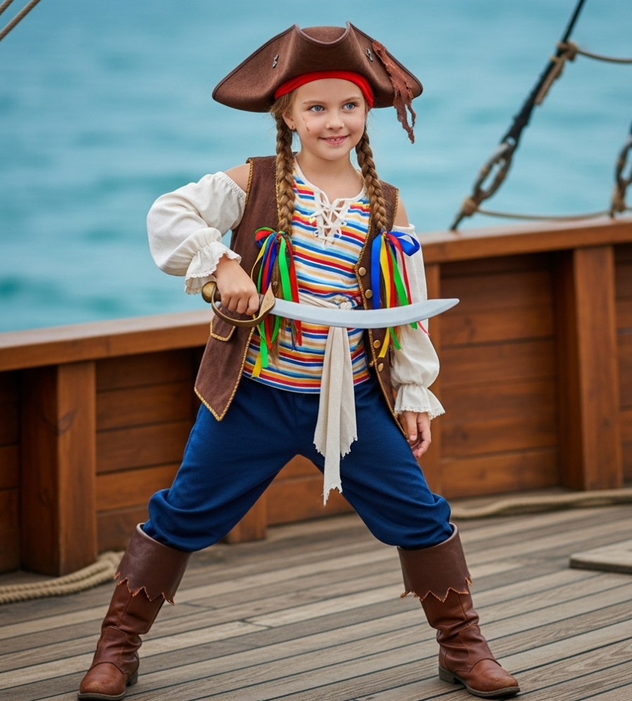More cute and less scary, hit the party as a pirate complete with shoes and hat. Embrace the pirate life of traveling the world by ship