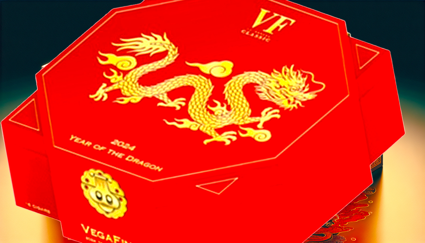Red and gold box design for Year of the Dragon cigar