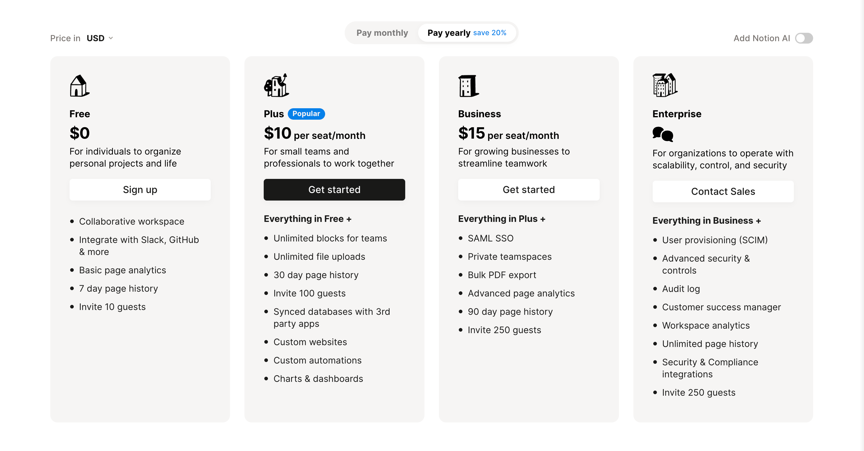 Notion's pricing.