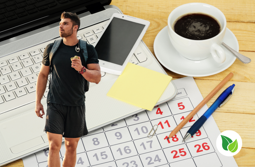 A man jogging and a calender in the background in a post about Does Cardio Kill Gains?