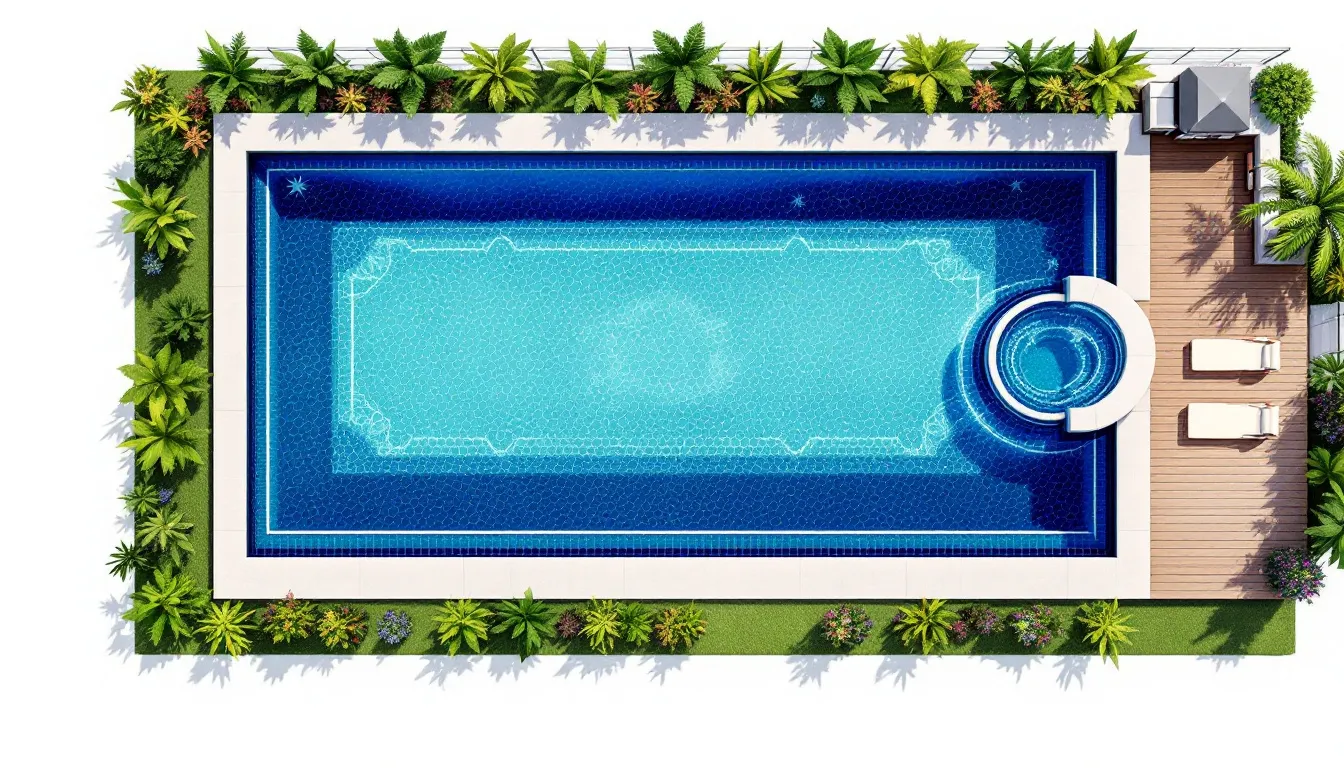 A customized swimming pool design with a beautiful finish.