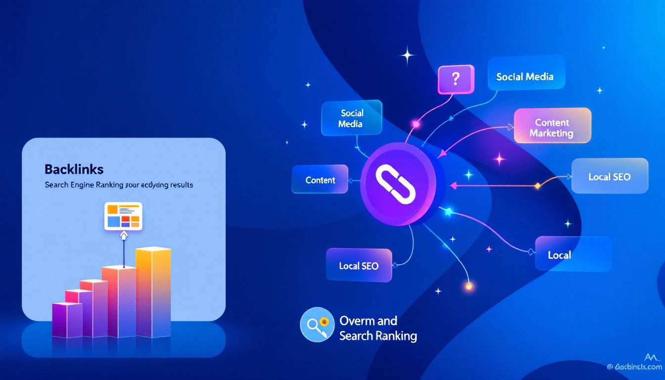Ein Diagramm, das die Rolle von Backlinks im Offpage SEO verdeutlicht und deren Einfluss auf das Suchmaschinenranking zeigt.