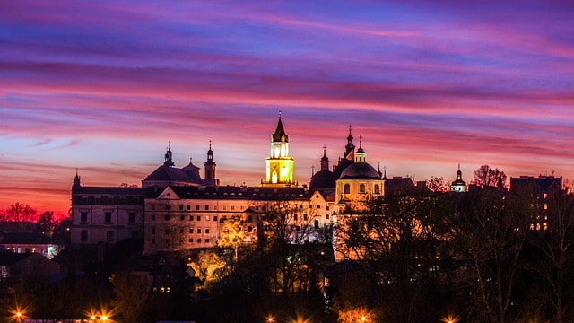 Lublin - zamek o zachodzie słońca