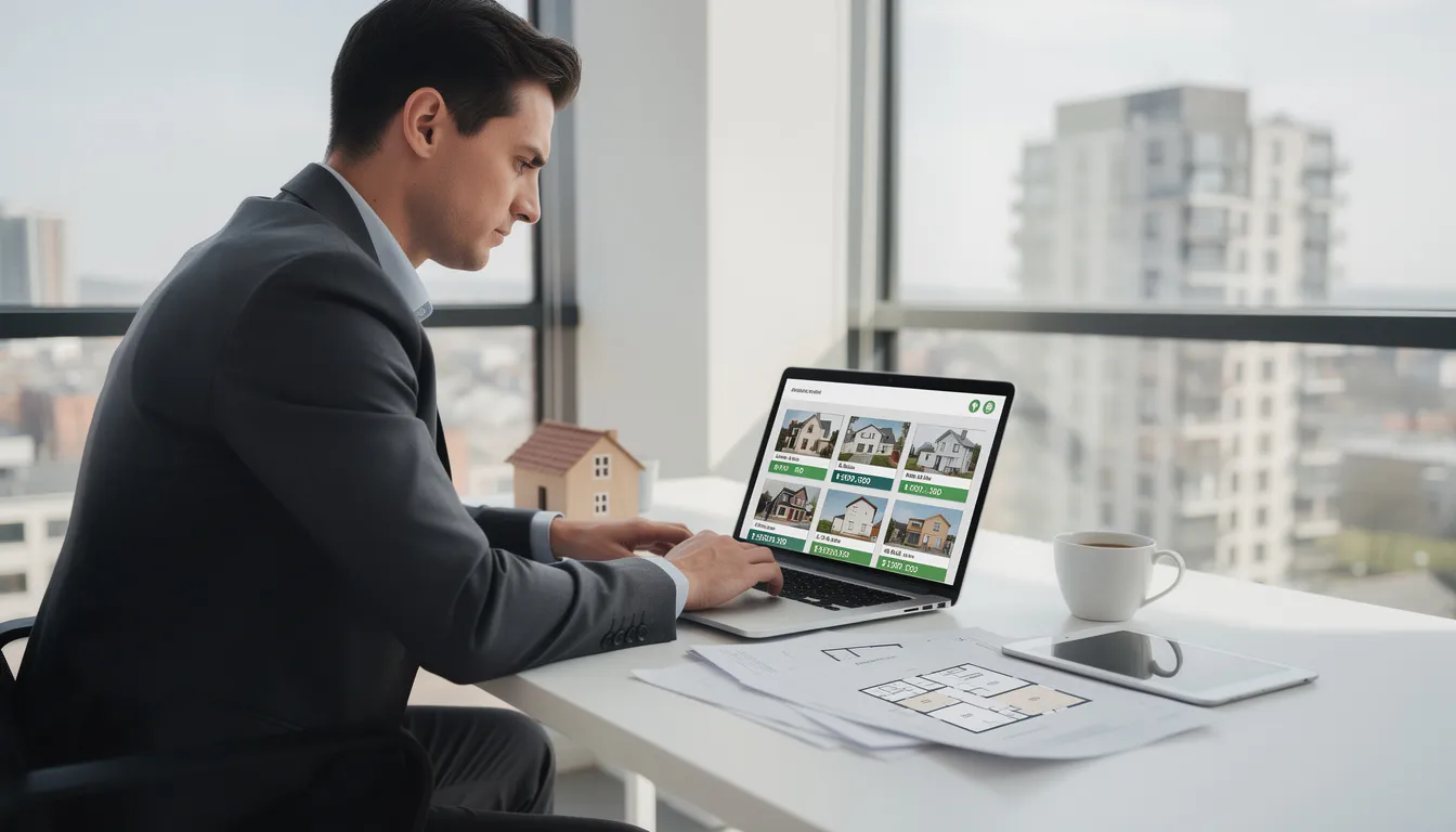 A real estate agent is actively searching for property listings using an IDX website, which allows for efficient access to multiple listing service data. The agent is focused on lead generation and utilizing a customer relationship management system to enhance client engagement and streamline the sales process.