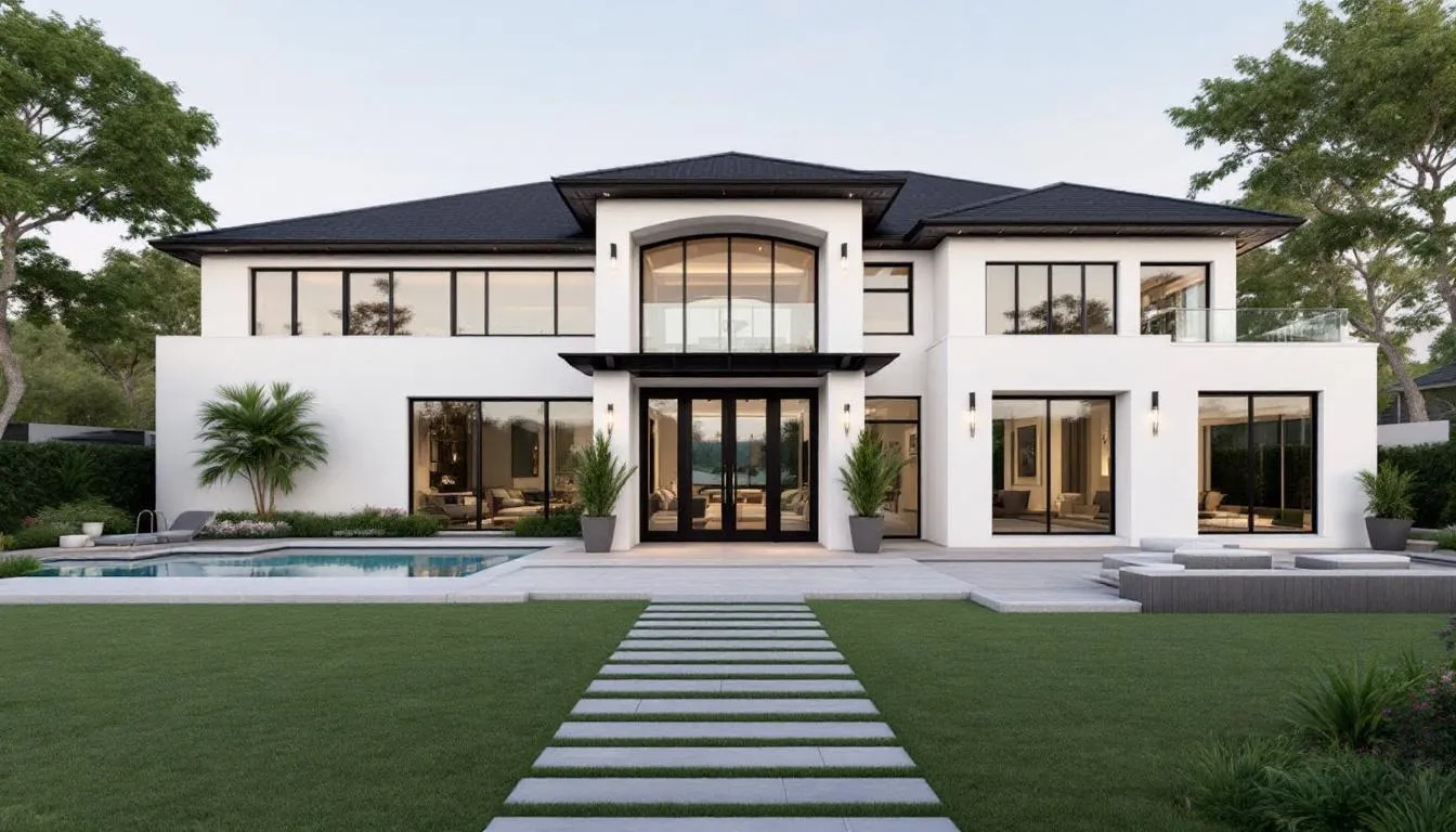 This image depicts a luxurious, contemporary water direct masterpiece home located in the prestigious Tigertail neighborhood of Marco Island, boasting over 5000 square feet of living space. Surrounded by the pristine beach and open Gulf waters, this dream home offers breathtaking sunsets and easy access to the resident's beach, making it an ideal choice for those seeking the ultimate island lifestyle.