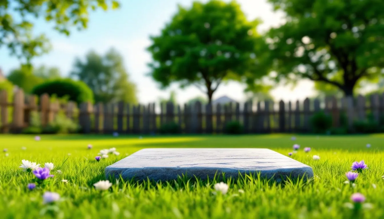 In a serene outdoor garden setting, a memorial stone is placed among blooming flowers, symbolizing the peaceful passing of a beloved pet. This tranquil spot serves as a reminder for pet parents to honor their cherished companions and reflect on the grieving process following their pet