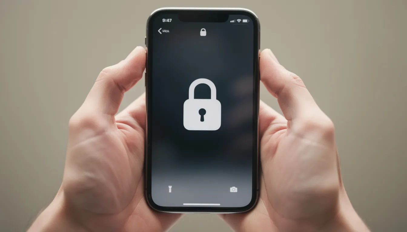 A pair of hands is holding an iPhone displaying a lock icon on the screen, symbolizing a secure VPN connection. This image highlights the importance of using a reliable VPN service for iPhone users to protect their internet traffic and access geo-restricted content.
