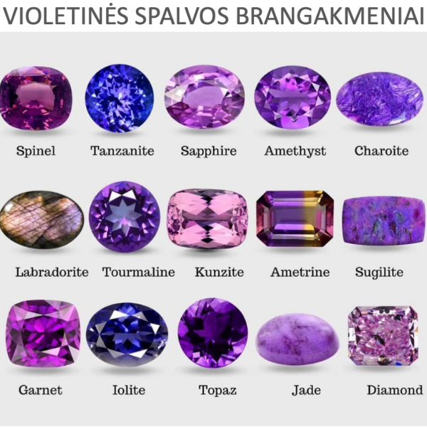 VIOLETINĖS SPALVOS BRANGAKMENIAI