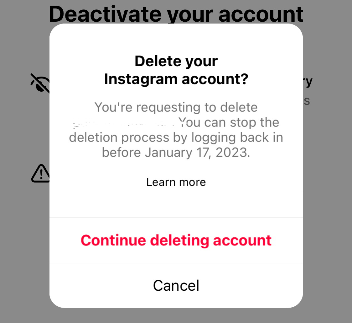 Screenshot of Deletion