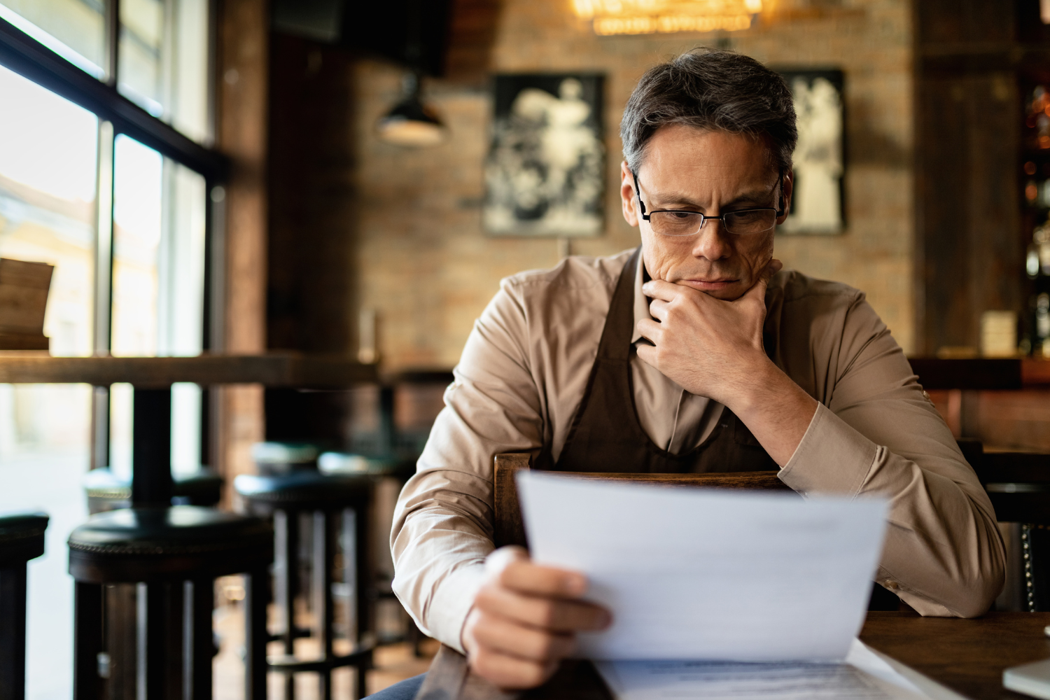 Businessman reviewing documents.