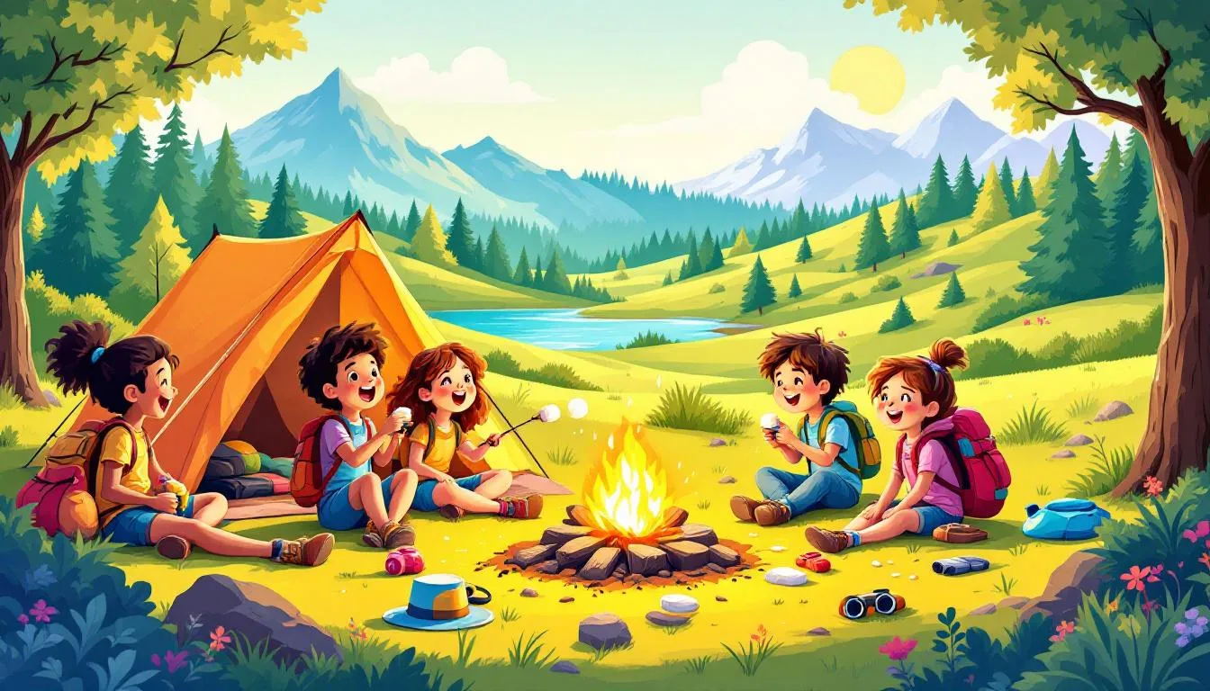 Kids enjoying fun outdoor activities during a family camping trip.