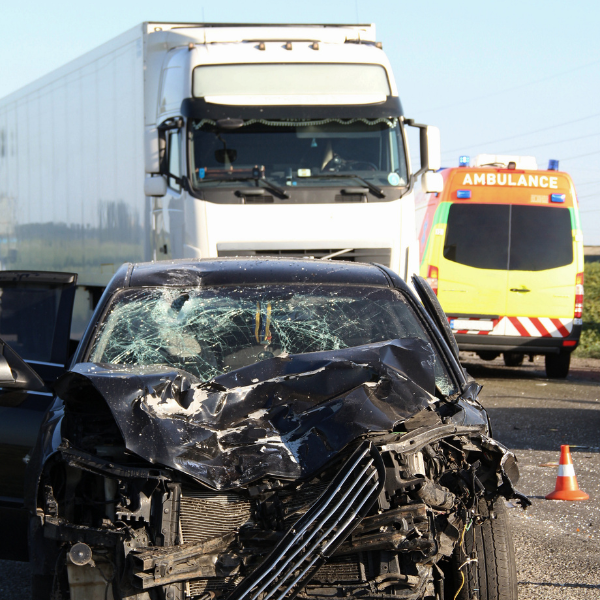 Image showing a damaged vehicle from a truck accident in Duluth.