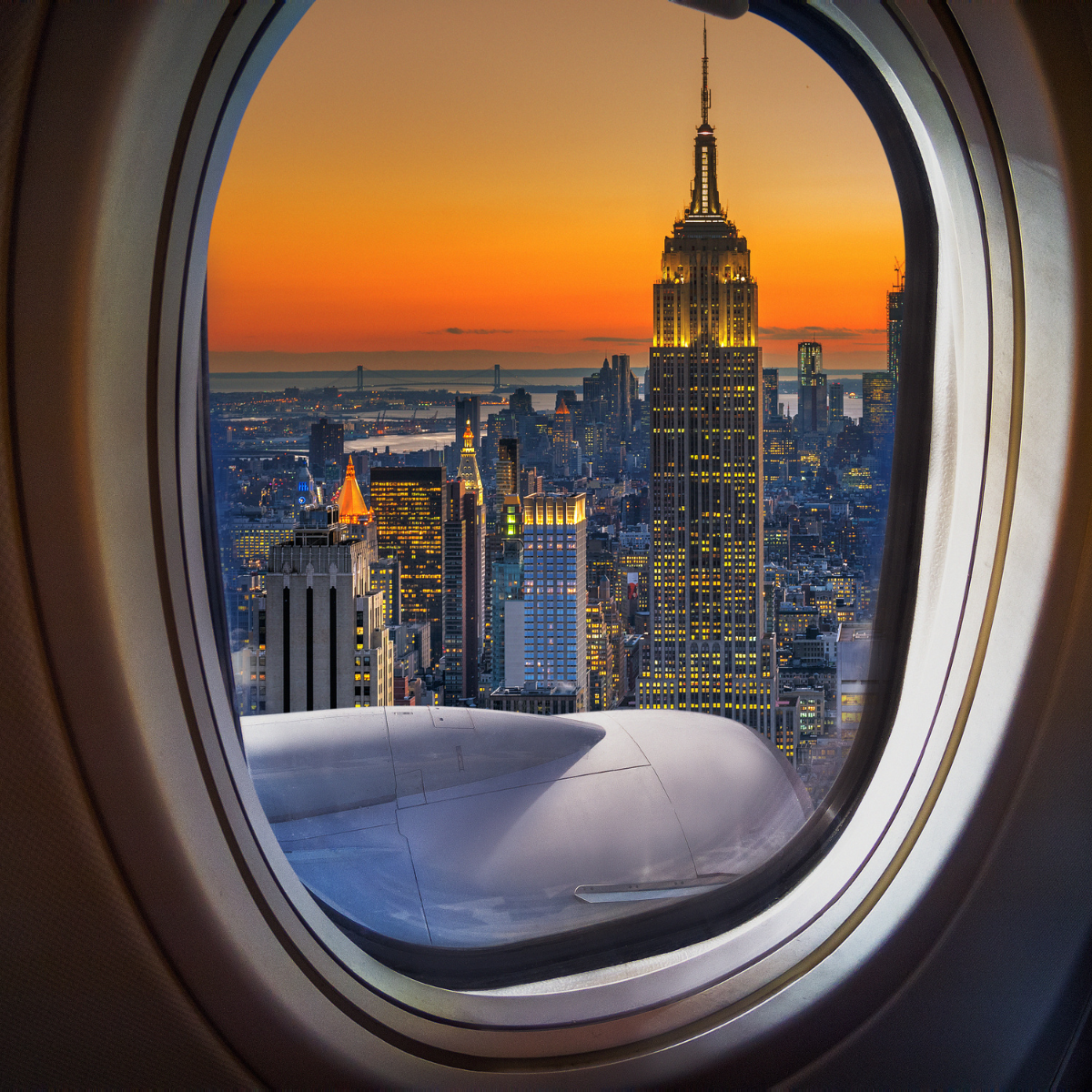 Window view of city from a plane: Featured in One Word Caption For Travel 
