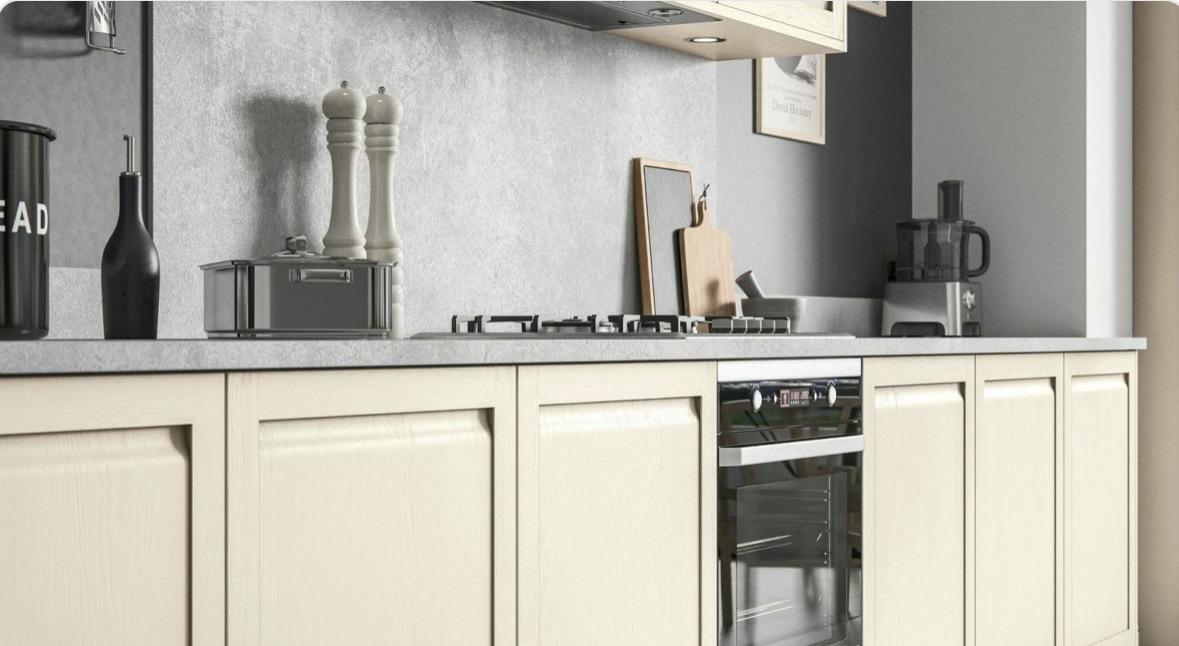 Beige kitchen cabinets