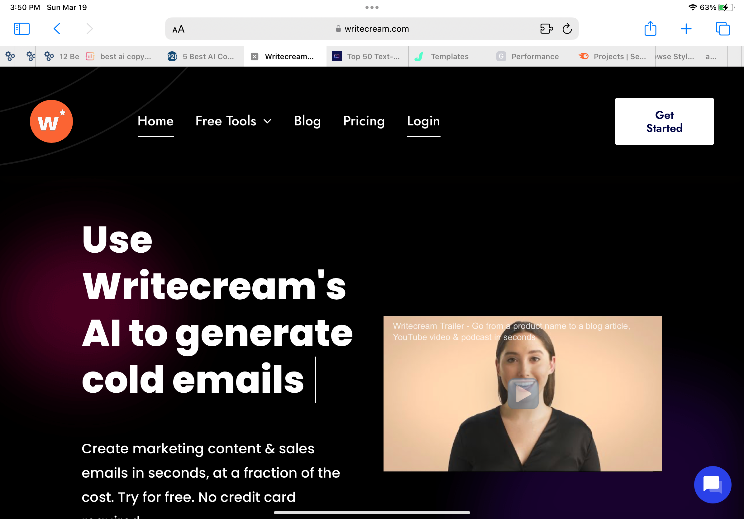 Writecream Homepage