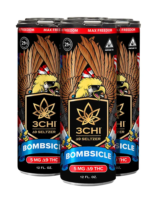 Drink one of our Freedom Blend seltzers to take a blast from the past with the Bombsicle flavor in this drink. With 10mg of Delta 9 THC, they can provide similar effects to our traditional Delta 9 seltzers.