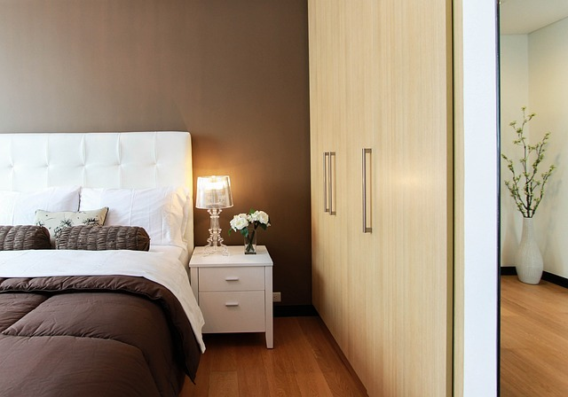 bed, bedroom, closet, space, furniture