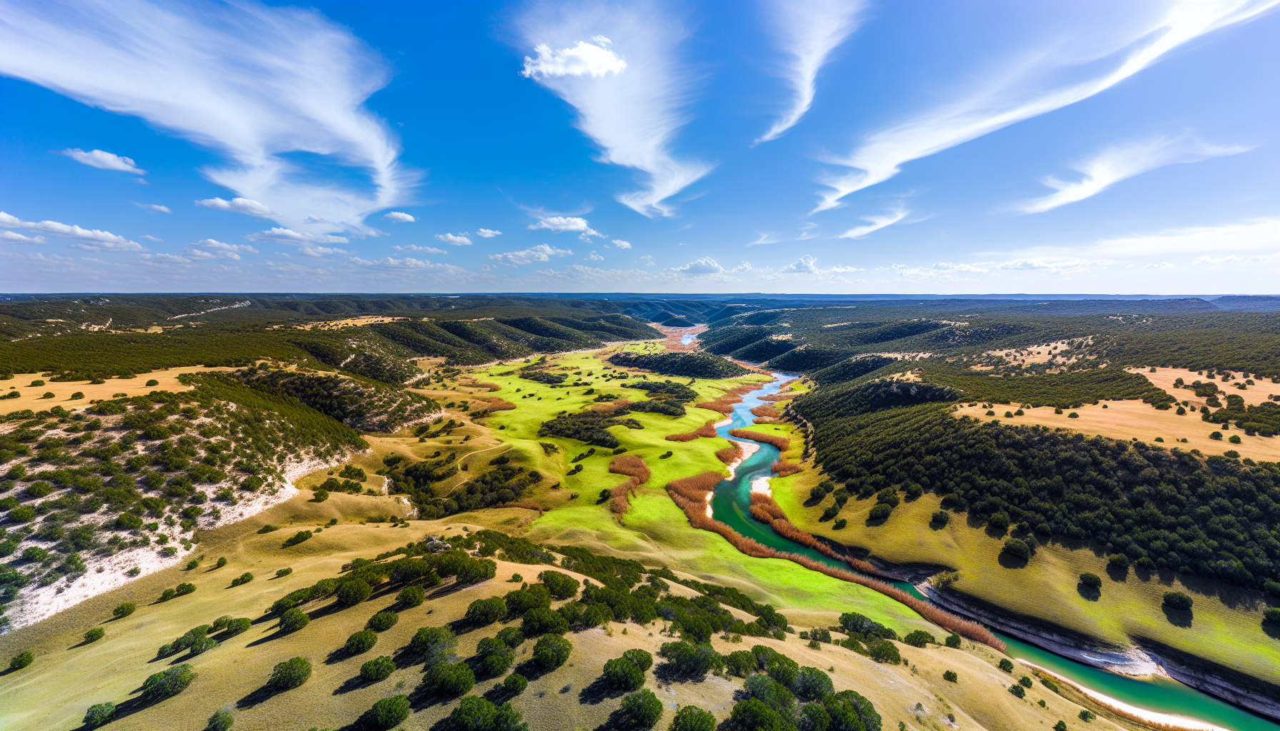Aerial view of Texas Hill Country