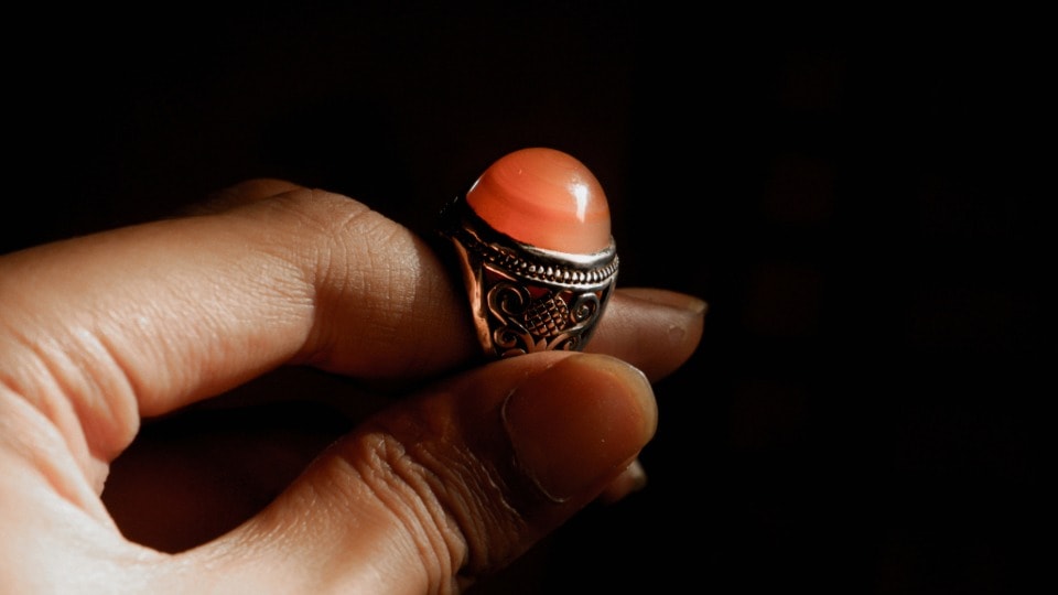 Men's Agate ring. Sterling Silver. Saras Beads UK