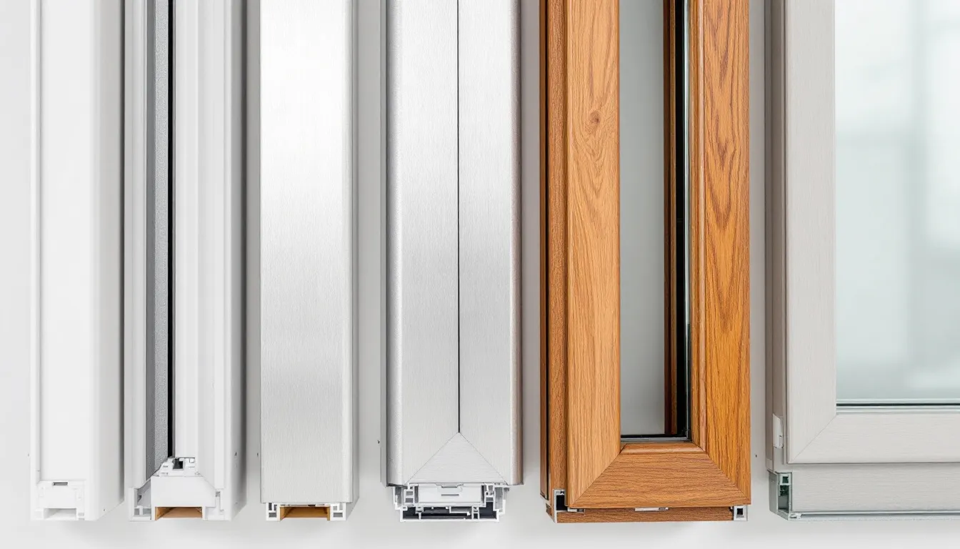 De afbeelding toont verschillende soorten kozijnen, waaronder kunststof, aluminium en houten kozijnen, die variëren in materiaal en prijs. Deze kozijnen zijn geschikt voor zowel nieuwe als oudere woningen en benadrukken het belang van goede isolatie en het vervangen van oude kozijnen voor een lagere energierekening.